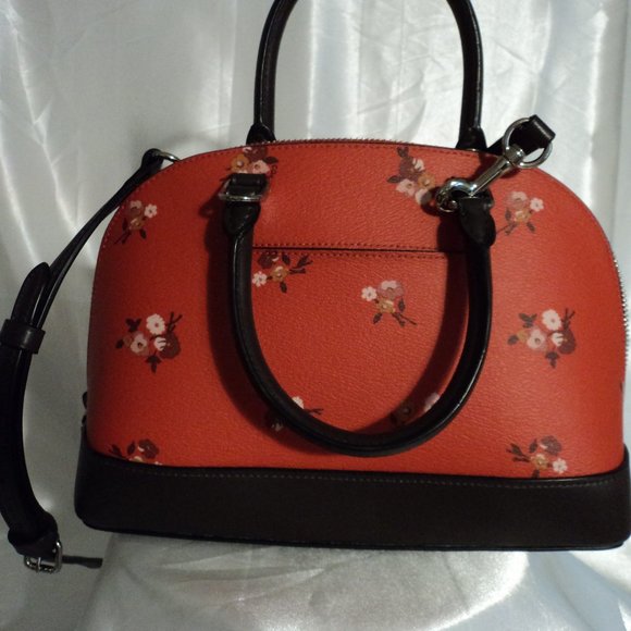 Coach Handbags - Coach Leather Top Handle Handbag Red w/Floral Pattern w/Shoulder Strap